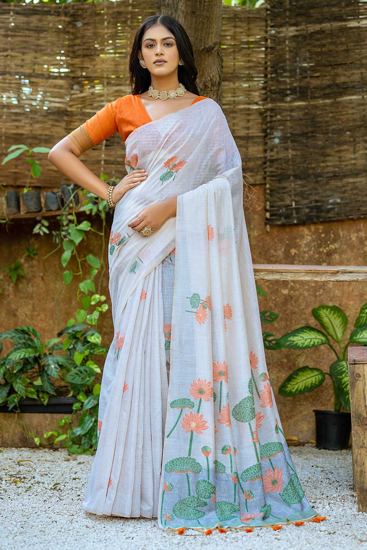 Buy Designer Lotus Muga Cotton Saree Online